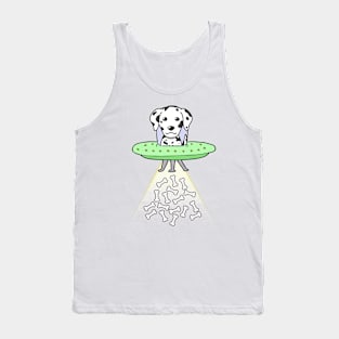 Funny dalmatian dog is flying a ufo Tank Top